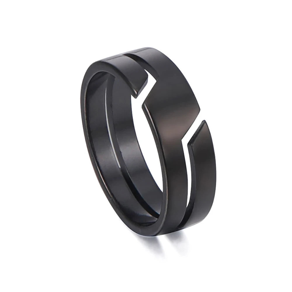 Anillo Skyrim de acero inoxidable para hombre y mujer, estilo minimalista, informal, color negro, 2025, ideal como regalo de boda para pareja.