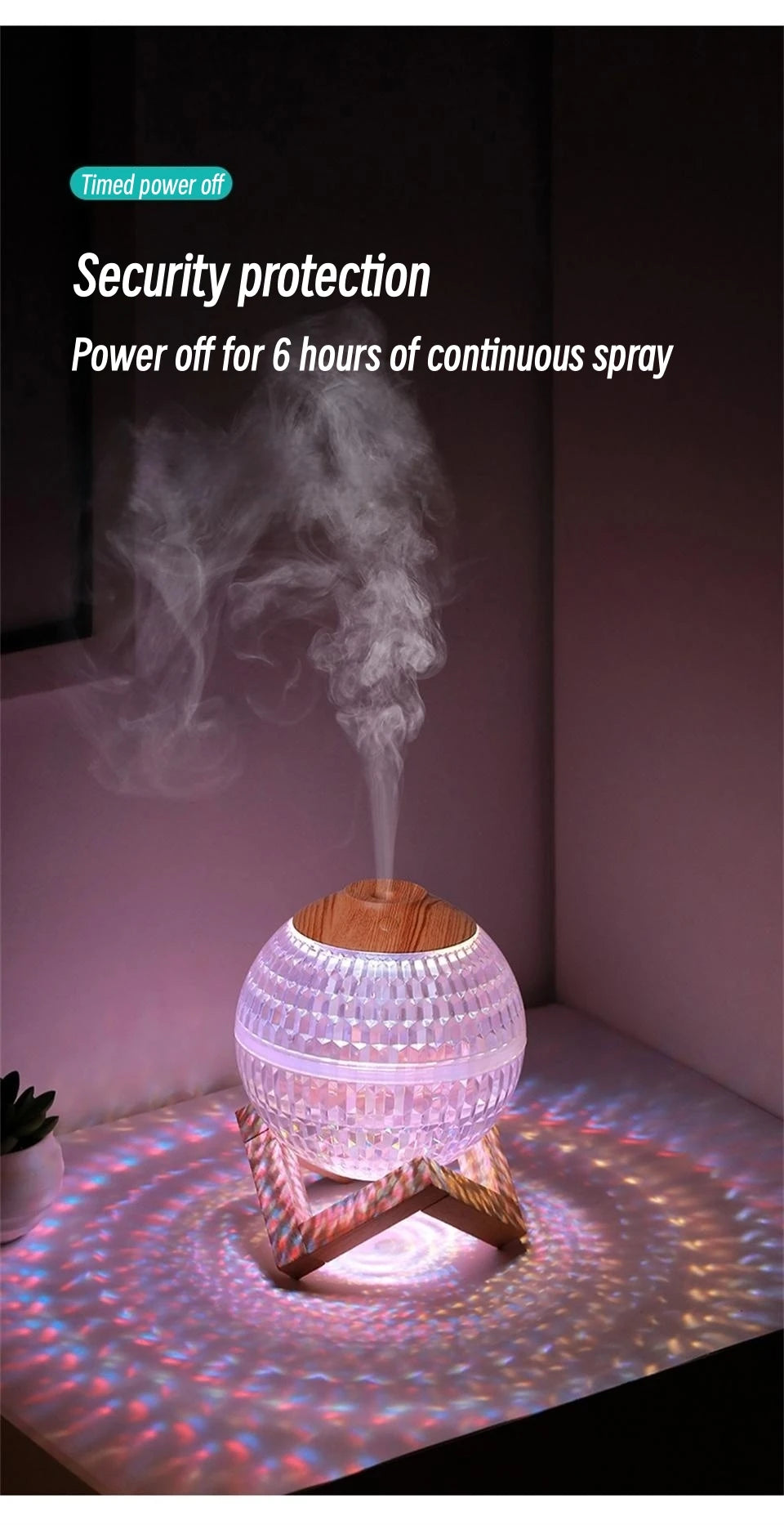 Humidificador de aire con bola de cristal de 350 ml, difusor de fragancias portátil USB, luz LED colorida, generador de vapor frío ultrasónico, humidificador de aroma.