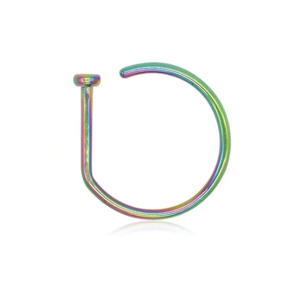 Pendientes de aro para la nariz con piercing falso para hombre y mujer, estilo punk, sin piercing, de acero inoxidable, perforados para el tabique nasal.