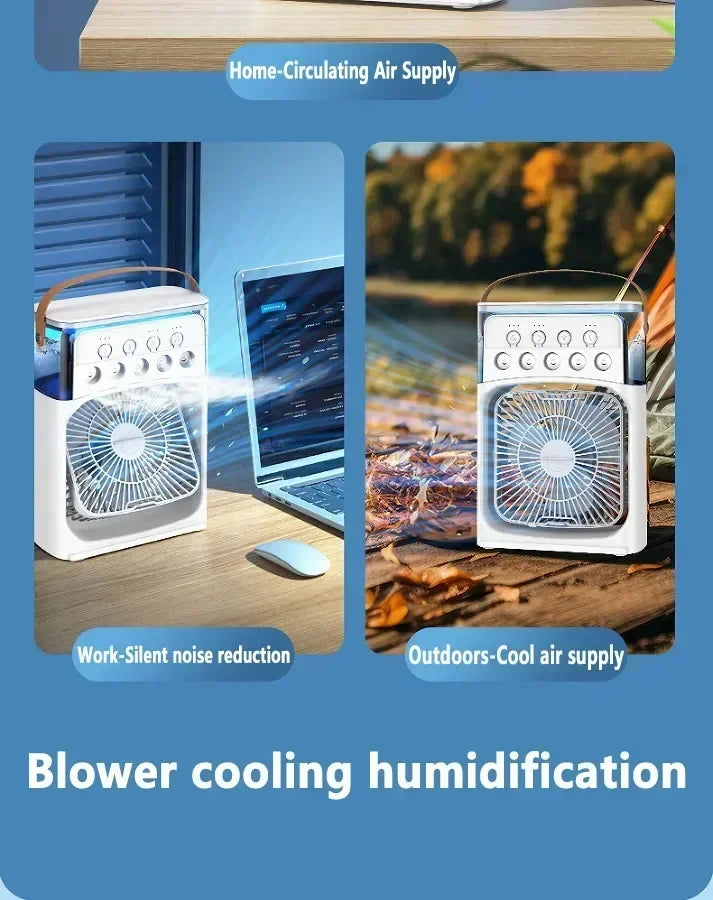 Enfriador de aire portátil 3 en 1 para el hogar, ventilador pequeño con humidificador y luz nocturna LED, ahorro de energía, 2025