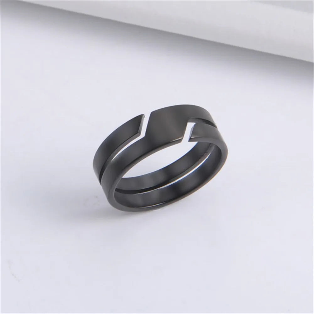 Anillo Skyrim de acero inoxidable para hombre y mujer, estilo minimalista, informal, color negro, 2025, ideal como regalo de boda para pareja.