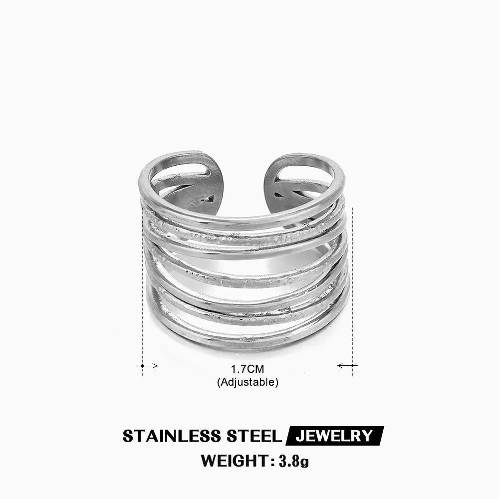 Anillo de acero inoxidable con forma de corazón para mujer, de color dorado, de metal, hueco, resistente al agua, ideal como regalo de novia