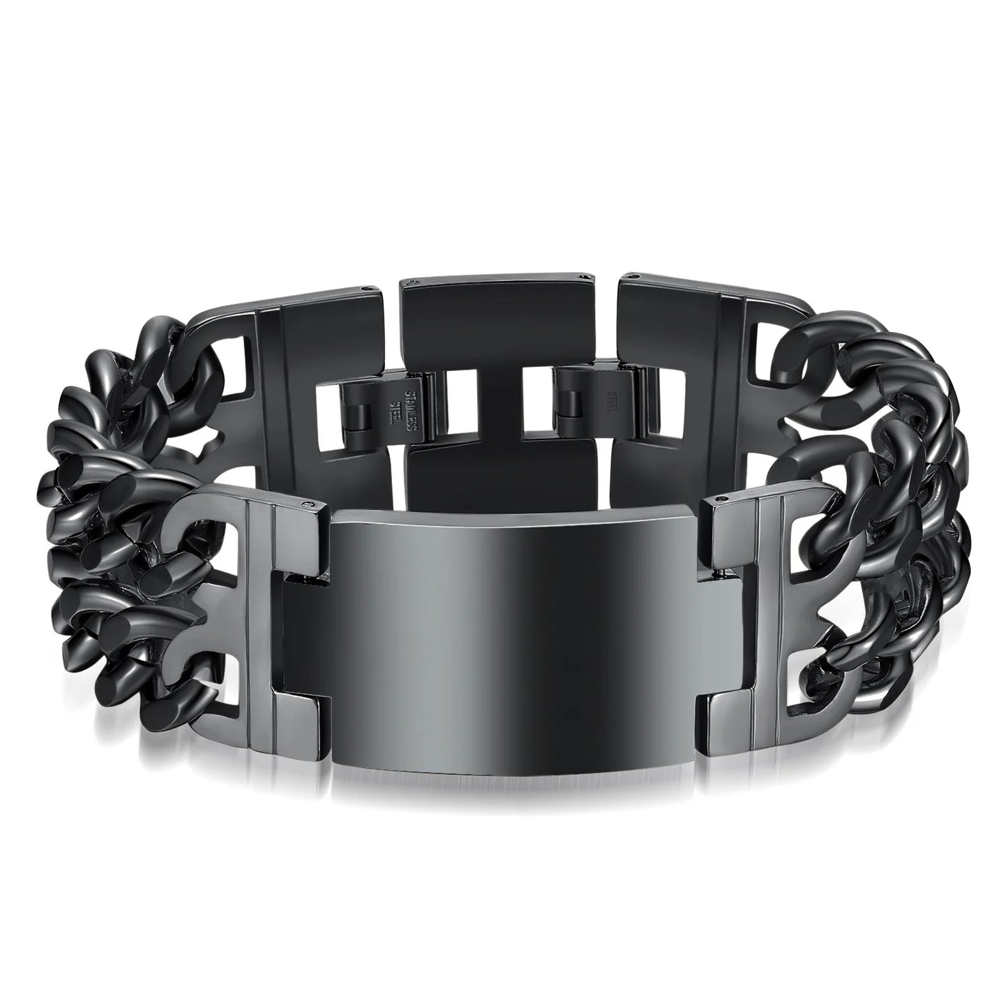 Pulsera de cadena cubana de acero inoxidable 316L de 24 mm de ancho HNSP para hombre, joyería masculina, pulseras de cadena envolventes, accesorio punk