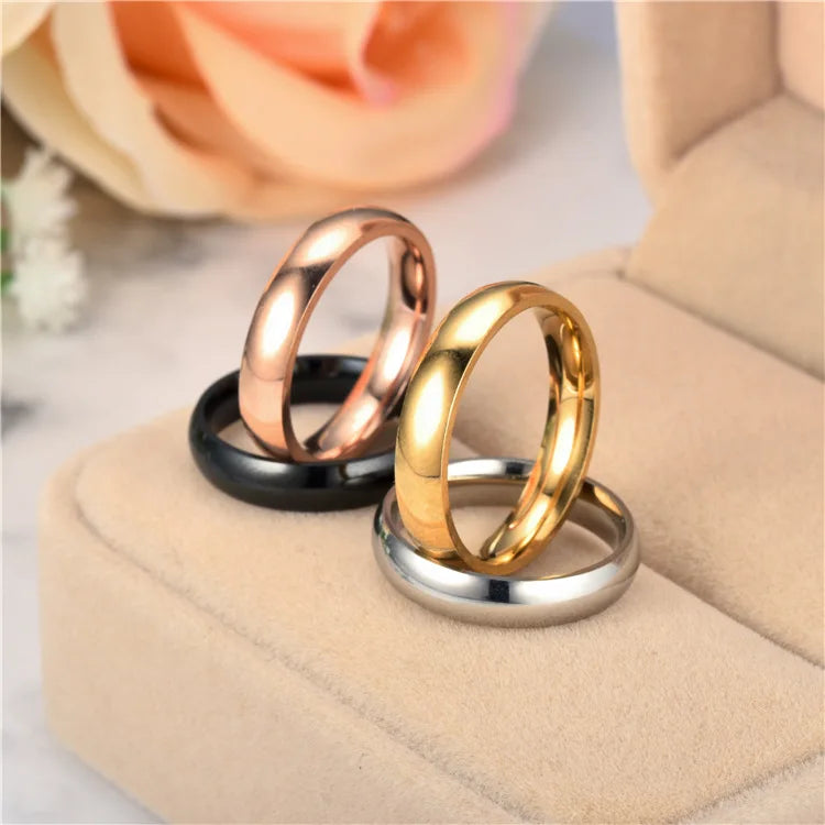 Anillo de titanio simple de 6 mm para mujeres y hombres, anillo de boda de acero inoxidable pulido, joyería para dedos, regalo para prevenir alergias.