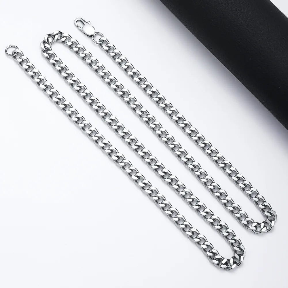 Collares básicos punk de acero inoxidable de 3, 5 y 7 mm con eslabones cubanos para hombres y mujeres, gargantillas de cadena de eslabones de color oro negro, joyería de metal sólido.