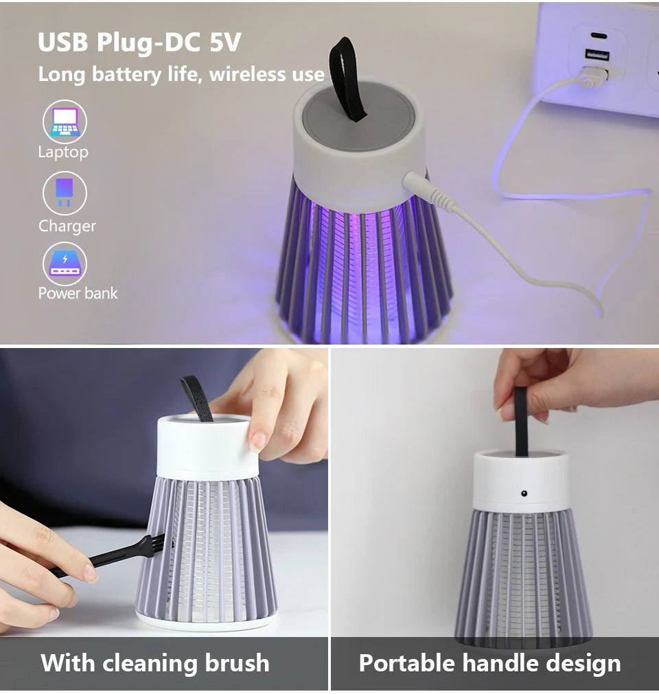 Lámpara antimosquitos, matamoscas eléctrico USB, para uso en dormitorios y exteriores, trampa dos en uno para polillas, avispas y mosquitos, portátil.