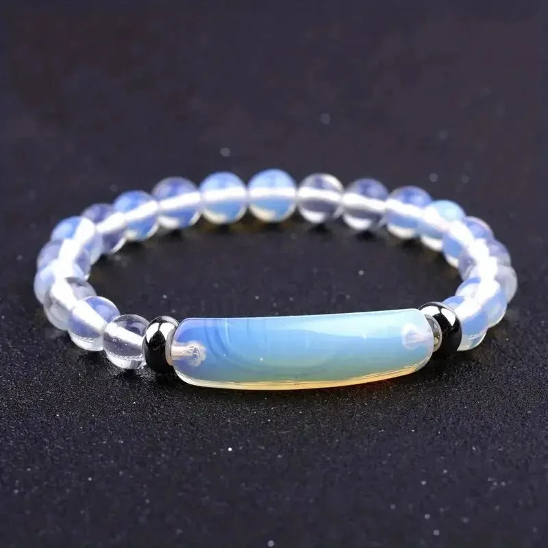 Pulsera de piedra curativa hecha a mano, turquesa, malaquita natural, cristal rugoso, energía corporal, yoga, 1 unidad