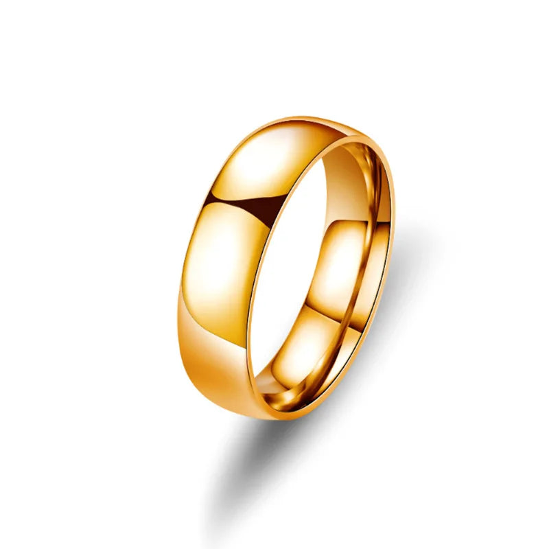 Anillo de titanio simple de 6 mm para mujeres y hombres, anillo de boda de acero inoxidable pulido, joyería para dedos, regalo para prevenir alergias.