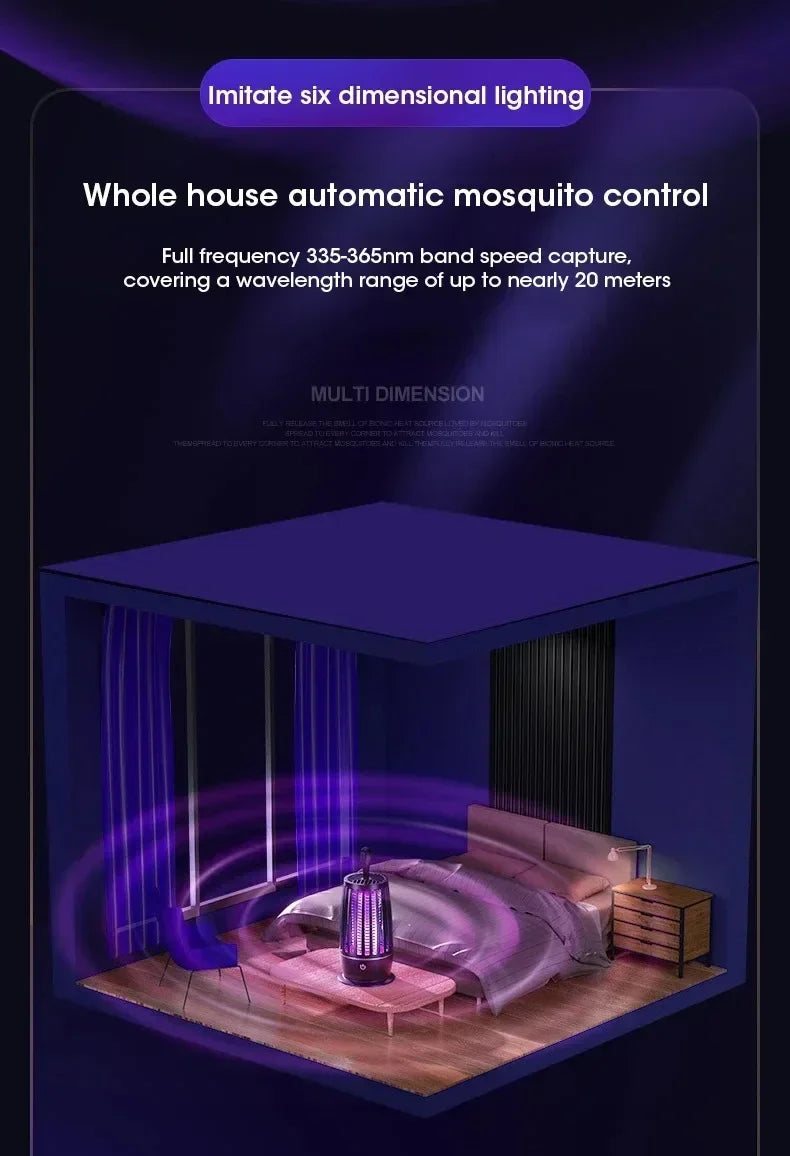 Lámpara antimosquitos recargable por USB, trampa silenciosa para insectos para interiores y exteriores, repelente electrónico portátil para plagas, ideal para dormitorio y patio.