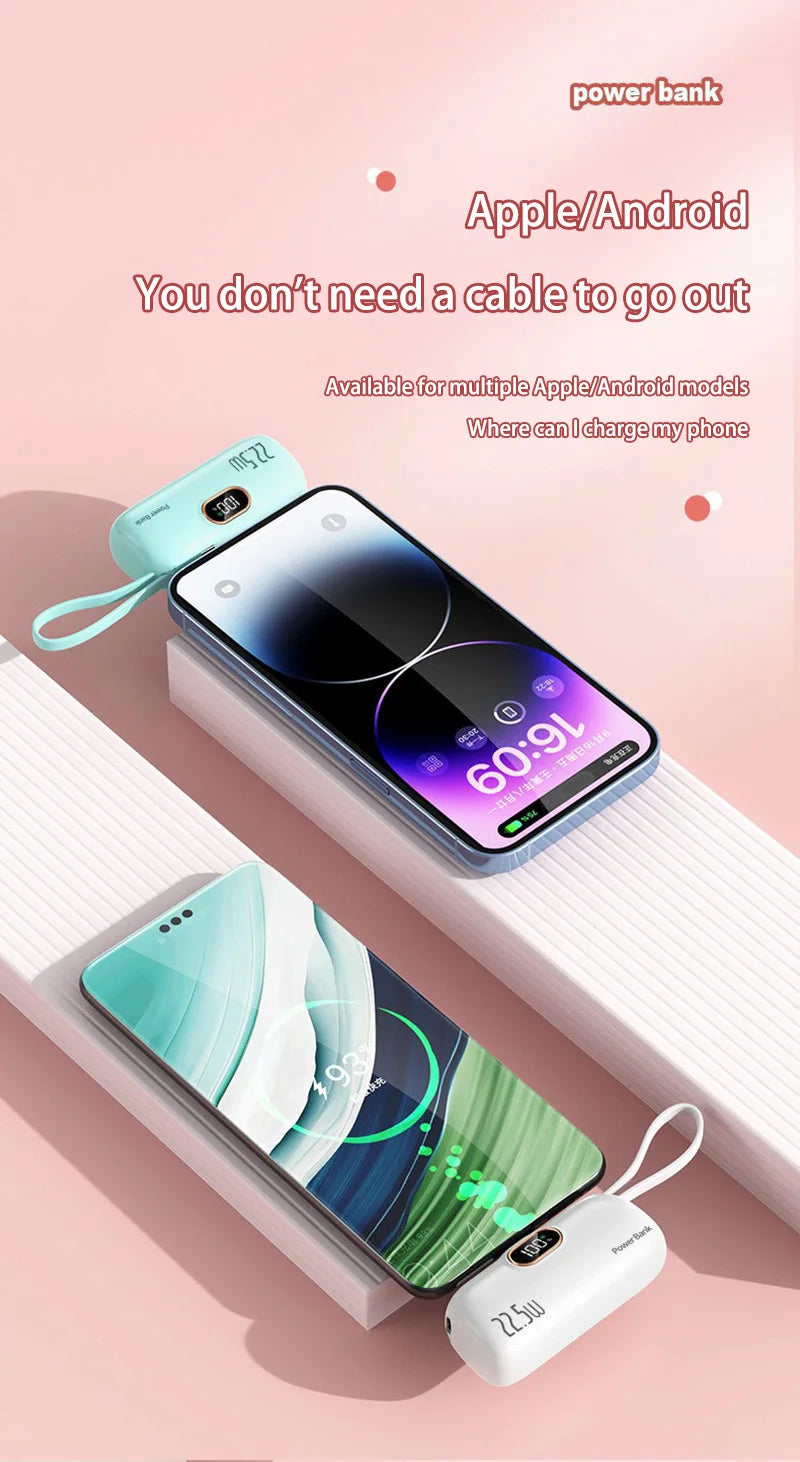 Mini banco de energía móvil conveniente de 30000 mAh, carga rápida portátil, adecuado para iPhone 16, 15, 14, Samsung, Xiaomi, batería externa