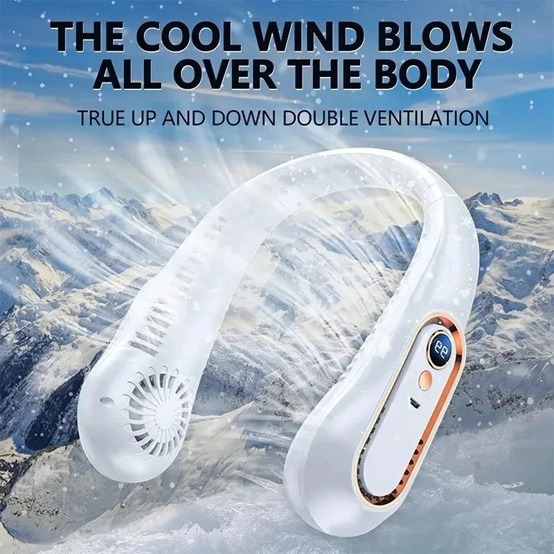 Ventilador de techo portátil recargable por USB, nuevo modelo 2025, pequeño, para estudiantes, oficina, deportes, pantalla digital, ventilador de techo colgante para el cuello.