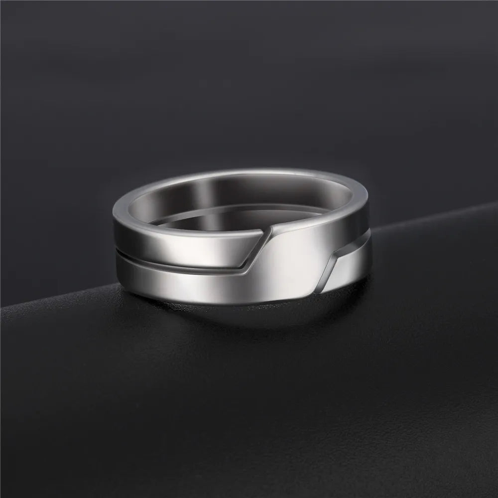 Anillo Skyrim de acero inoxidable para hombre y mujer, estilo minimalista, informal, color negro, 2025, ideal como regalo de boda para pareja.