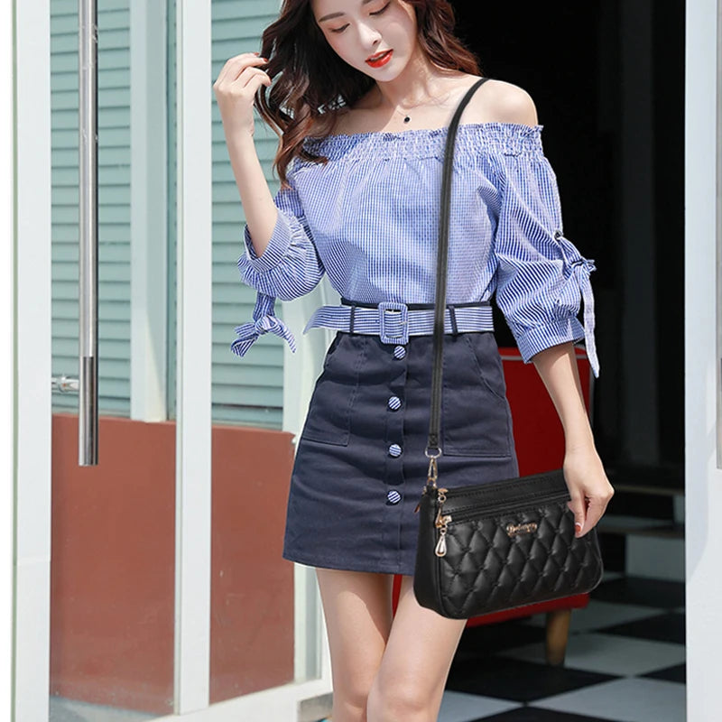 Embroidered messenger bags, women's leather bags, women's handbags, women's fur ball handbag