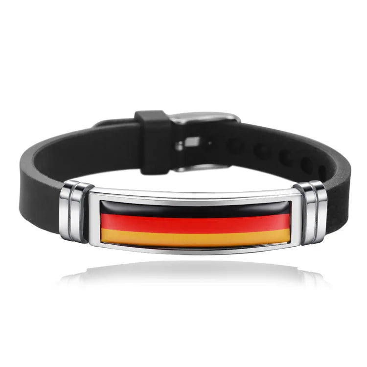 Pulsera de cuero con la bandera de España, Francia, Brasil, Portugal, Italia, Canadá y Venezuela. Pulsera para hombre. Flag Leather Bracelet France Brazil Portugal Italy Canada Venezuela Flag Charm Mens Wristband Jewelry