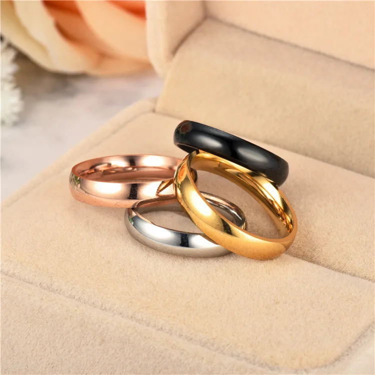 Anillo de titanio simple de 6 mm para mujeres y hombres, anillo de boda de acero inoxidable pulido, joyería para dedos, regalo para prevenir alergias.