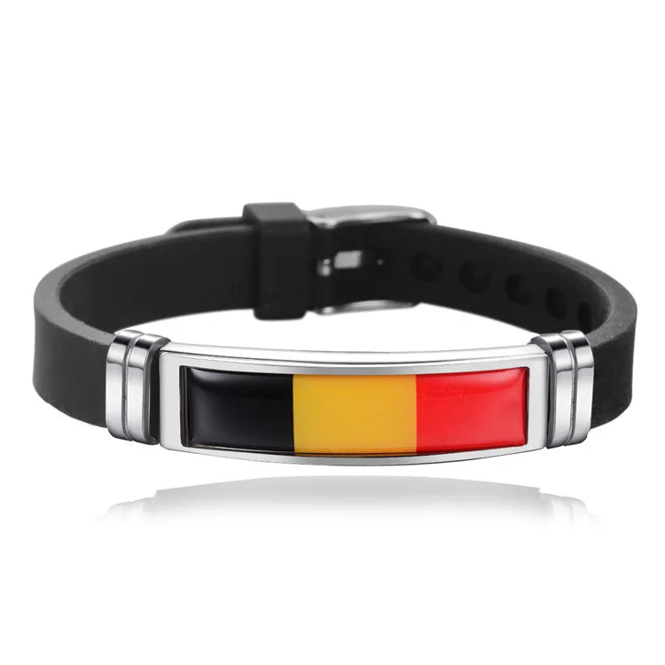 Pulsera de cuero con la bandera de España, Francia, Brasil, Portugal, Italia, Canadá y Venezuela. Pulsera para hombre. Flag Leather Bracelet France Brazil Portugal Italy Canada Venezuela Flag Charm Mens Wristband Jewelry