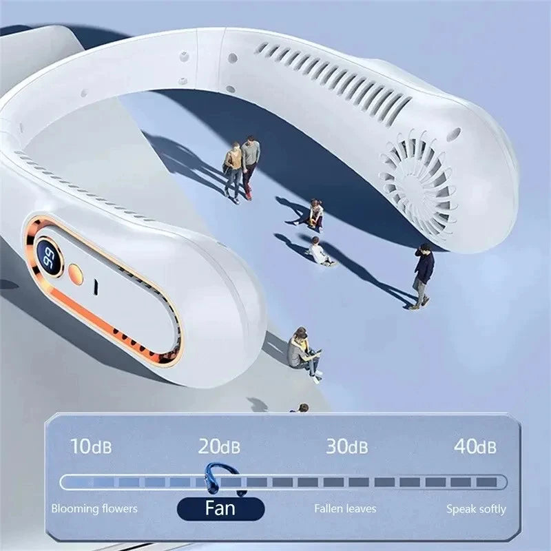 Ventilador de techo portátil recargable por USB, nuevo modelo 2025, pequeño, para estudiantes, oficina, deportes, pantalla digital, ventilador de techo colgante para el cuello.