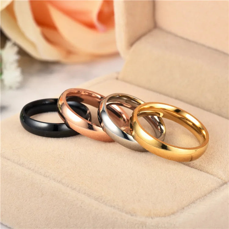 Anillo de titanio simple de 6 mm para mujeres y hombres, anillo de boda de acero inoxidable pulido, joyería para dedos, regalo para prevenir alergias.
