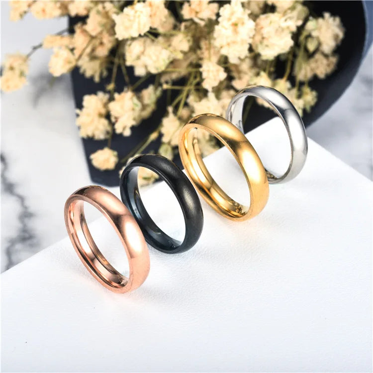Anillo de titanio simple de 6 mm para mujeres y hombres, anillo de boda de acero inoxidable pulido, joyería para dedos, regalo para prevenir alergias.