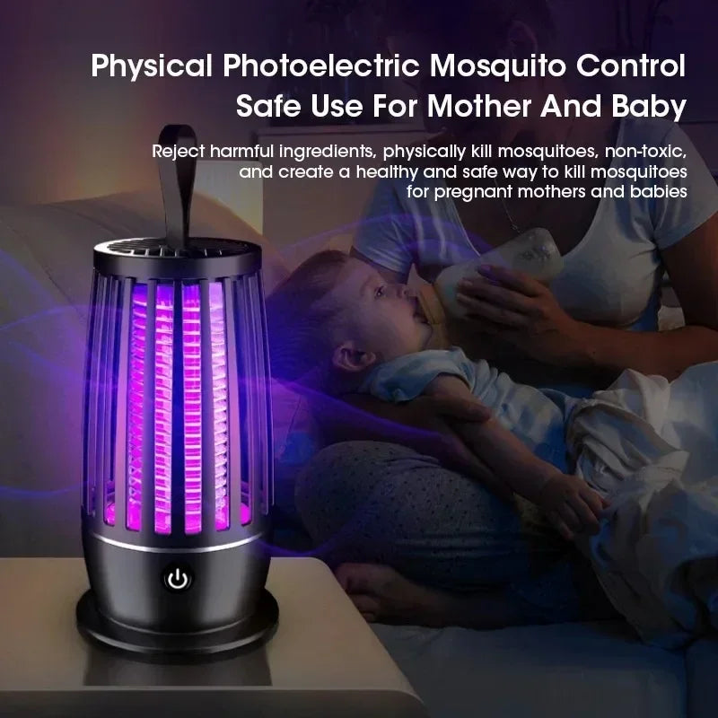 Lámpara antimosquitos recargable por USB, trampa silenciosa para insectos para interiores y exteriores, repelente electrónico portátil para plagas, ideal para dormitorio y patio.