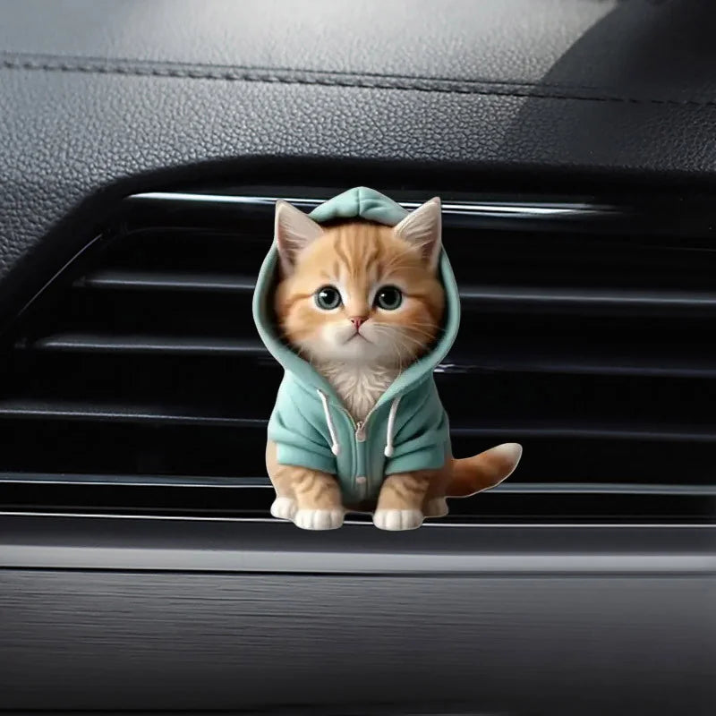 2 ambientadores acrílicos para coche con forma de gato - Aroma duradero con clip para ventilación - Aromaterapia - Refresca tu viaje