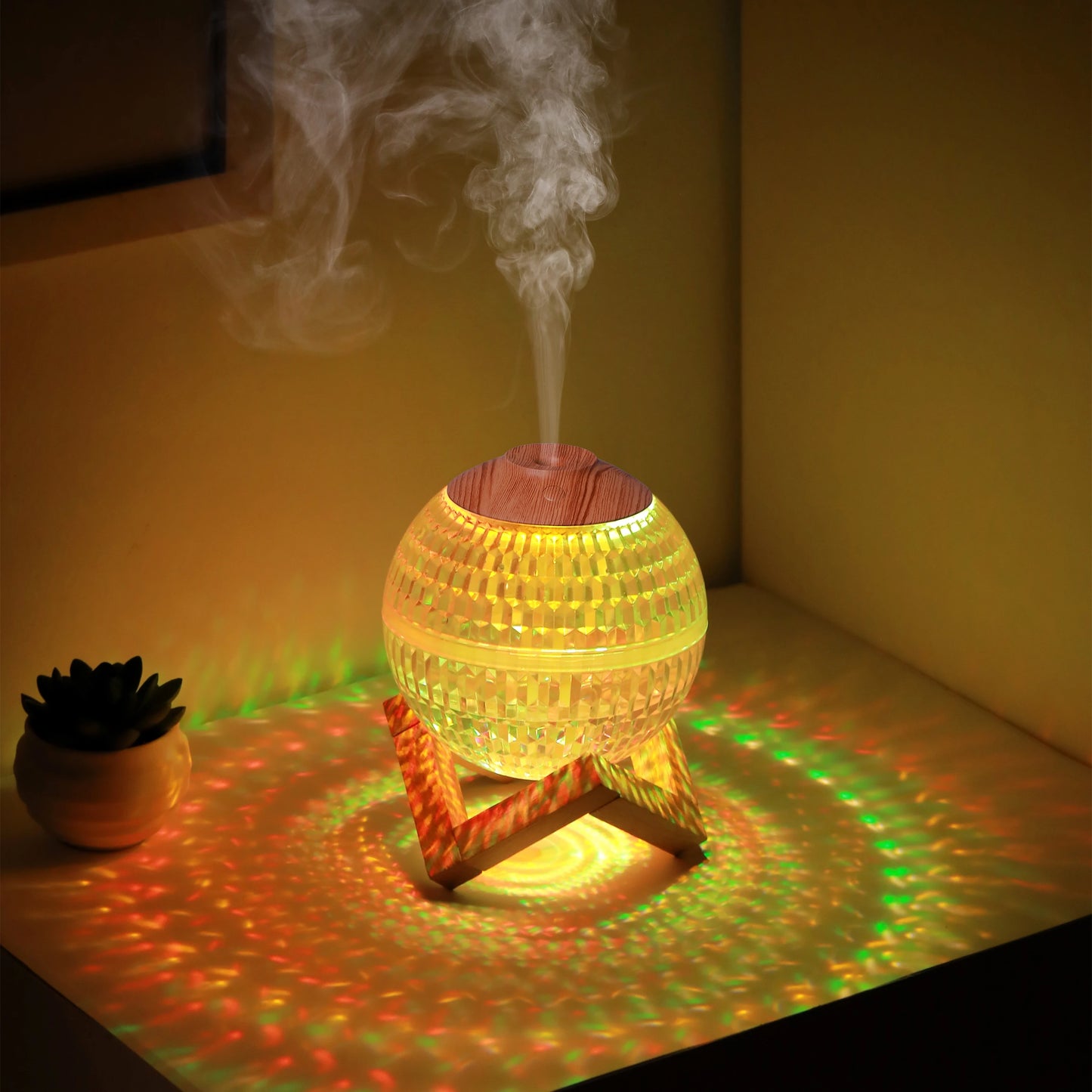 Humidificador de aire con bola de cristal de 350 ml, difusor de fragancias portátil USB, luz LED colorida, generador de vapor frío ultrasónico, humidificador de aroma.