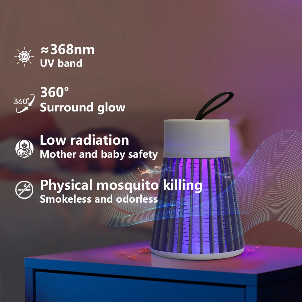 Lámpara antimosquitos, matamoscas eléctrico USB, para uso en dormitorios y exteriores, trampa dos en uno para polillas, avispas y mosquitos, portátil.