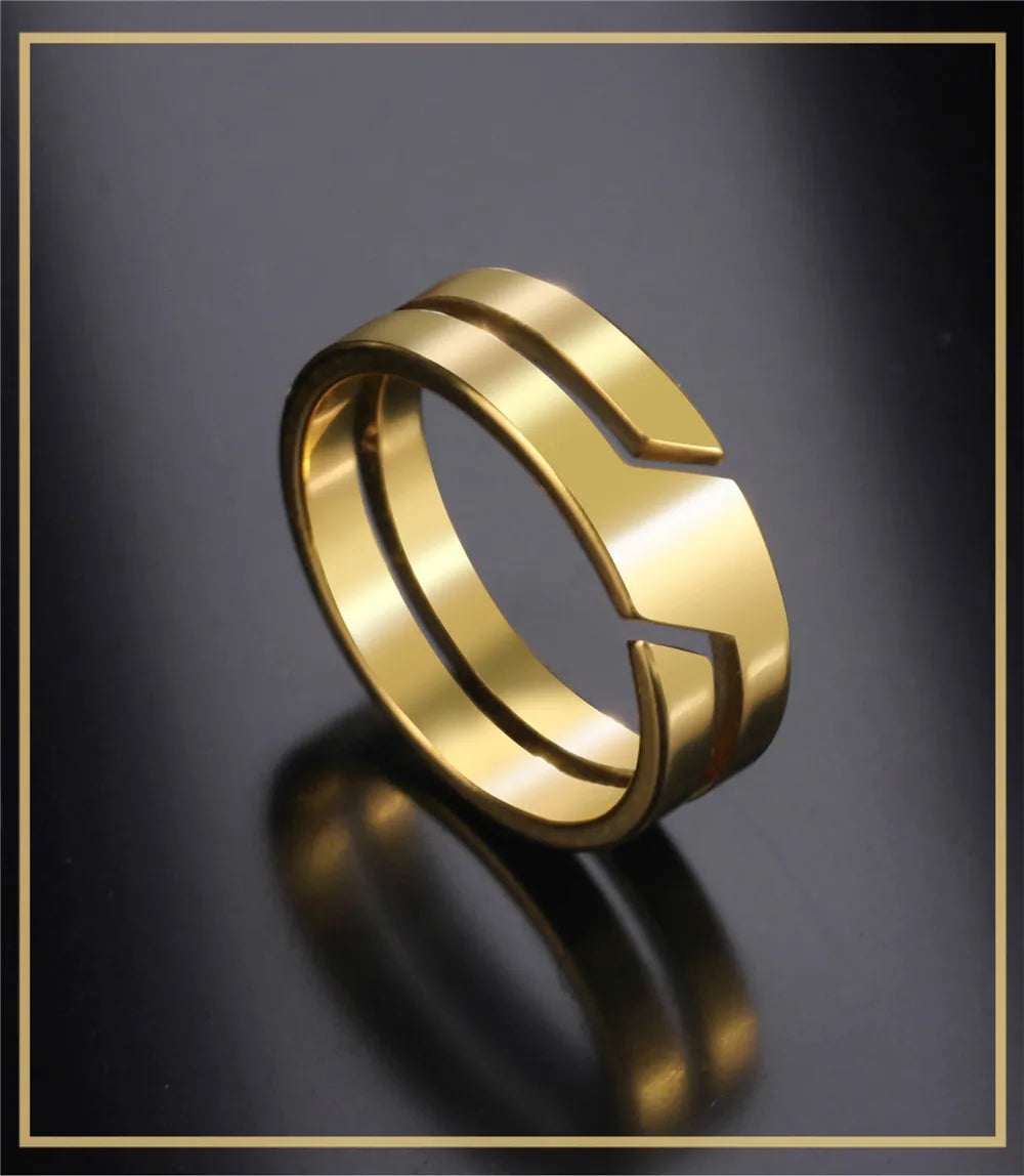 Anillo Skyrim de acero inoxidable para hombre y mujer, estilo minimalista, informal, color negro, 2025, ideal como regalo de boda para pareja.