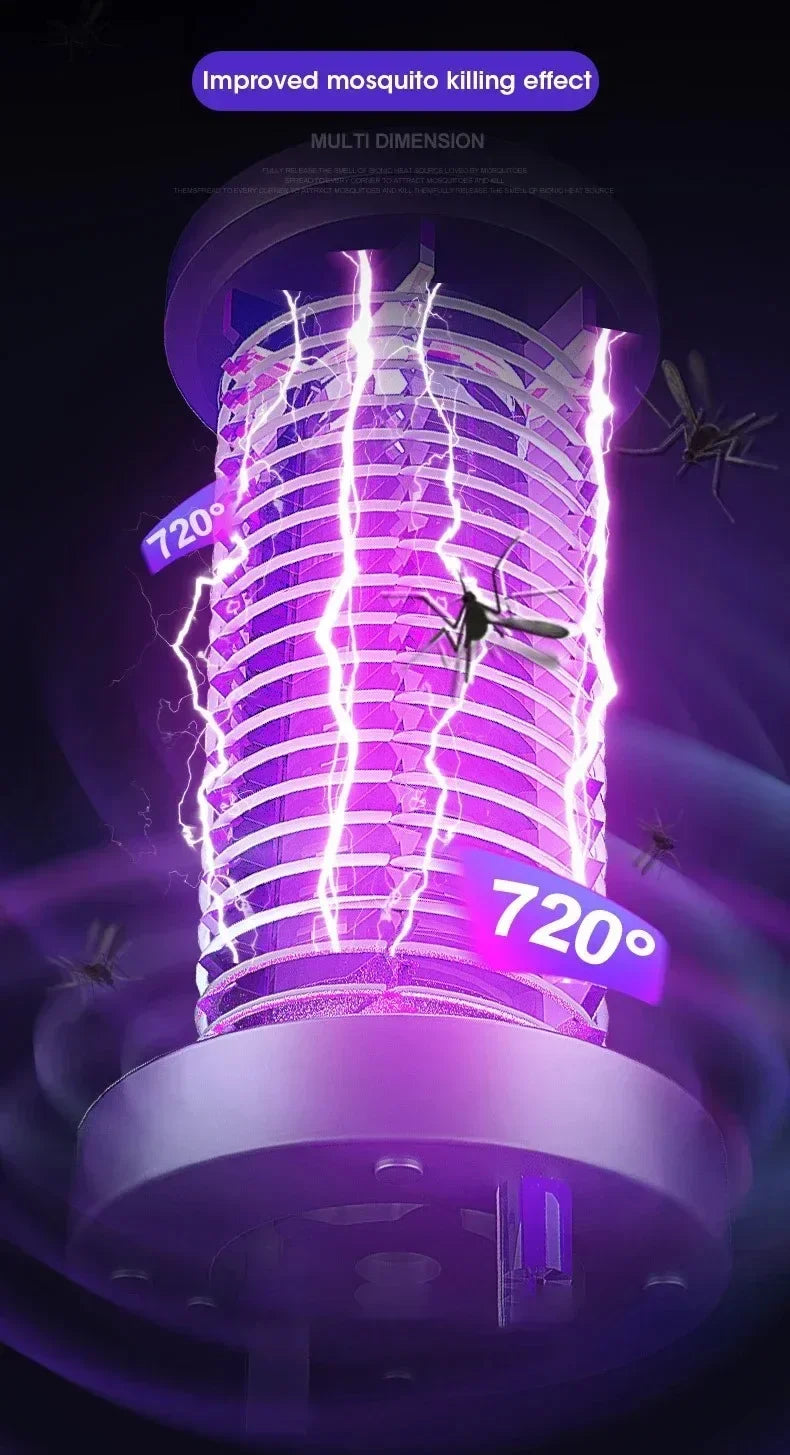 Lámpara antimosquitos recargable por USB, trampa silenciosa para insectos para interiores y exteriores, repelente electrónico portátil para plagas, ideal para dormitorio y patio.