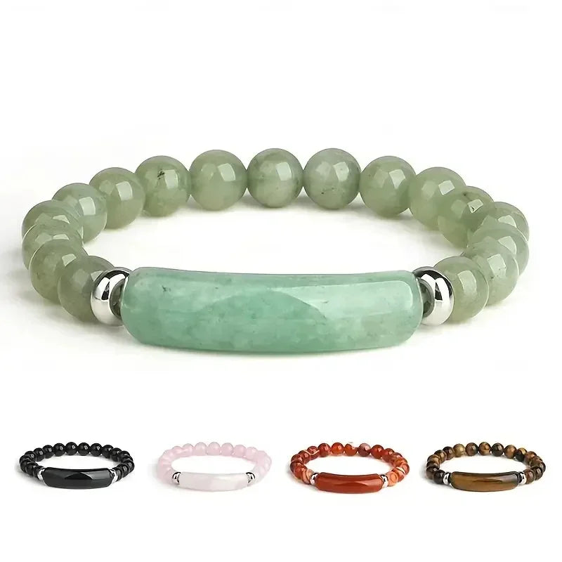Pulsera de piedra curativa hecha a mano, turquesa, malaquita natural, cristal rugoso, energía corporal, yoga, 1 unidad