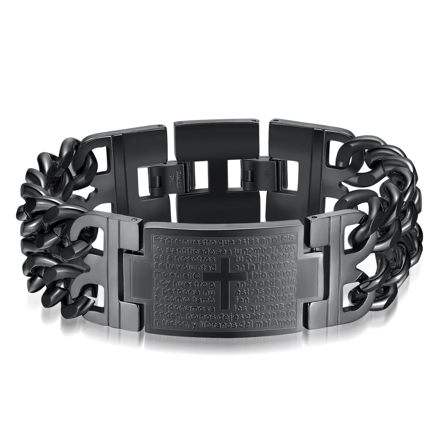 Pulsera de cadena cubana de acero inoxidable 316L de 24 mm de ancho HNSP para hombre, joyería masculina, pulseras de cadena envolventes, accesorio punk