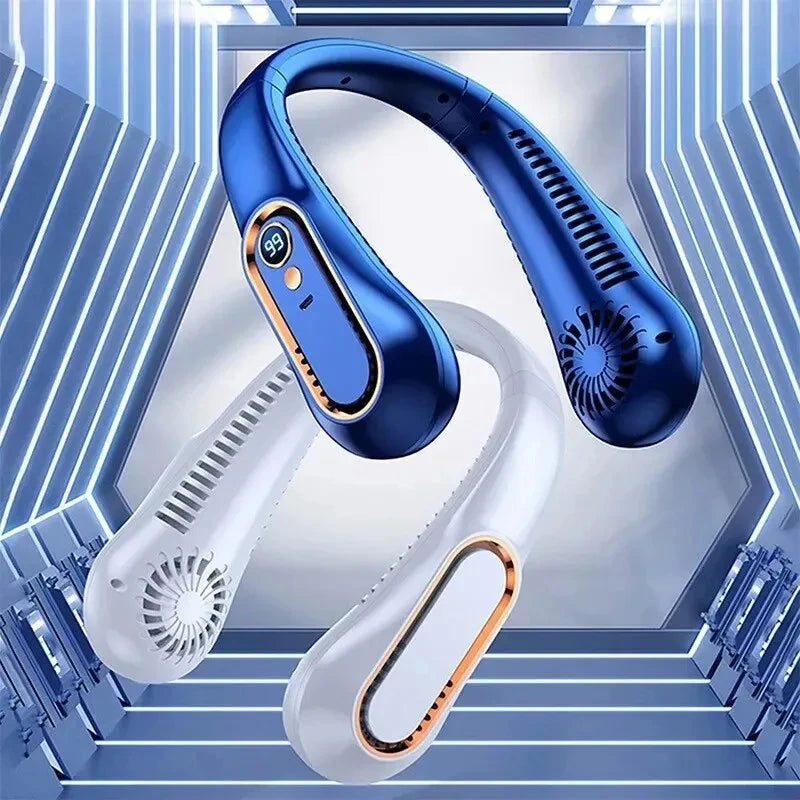 Ventilador de techo portátil recargable por USB, nuevo modelo 2025, pequeño, para estudiantes, oficina, deportes, pantalla digital, ventilador de techo colgante para el cuello.