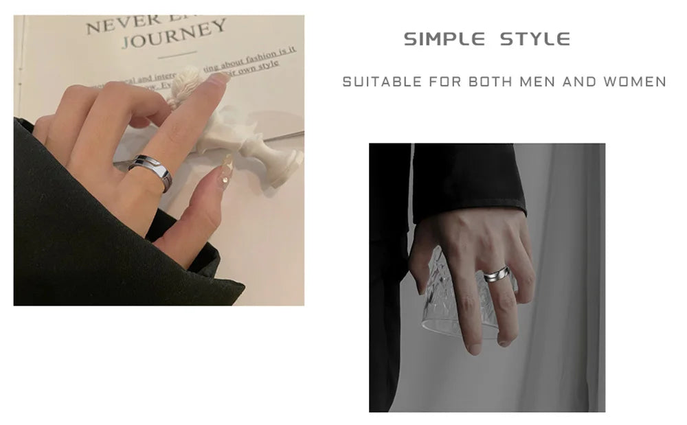 Anillo Skyrim de acero inoxidable para hombre y mujer, estilo minimalista, informal, color negro, 2025, ideal como regalo de boda para pareja.