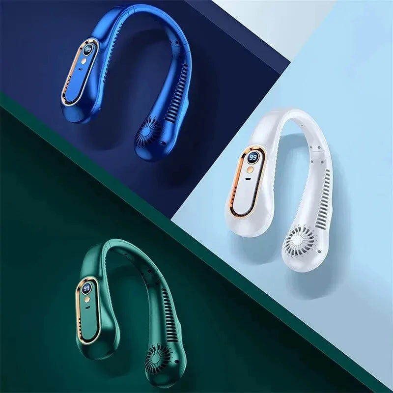 Ventilador de techo portátil recargable por USB, nuevo modelo 2025, pequeño, para estudiantes, oficina, deportes, pantalla digital, ventilador de techo colgante para el cuello.