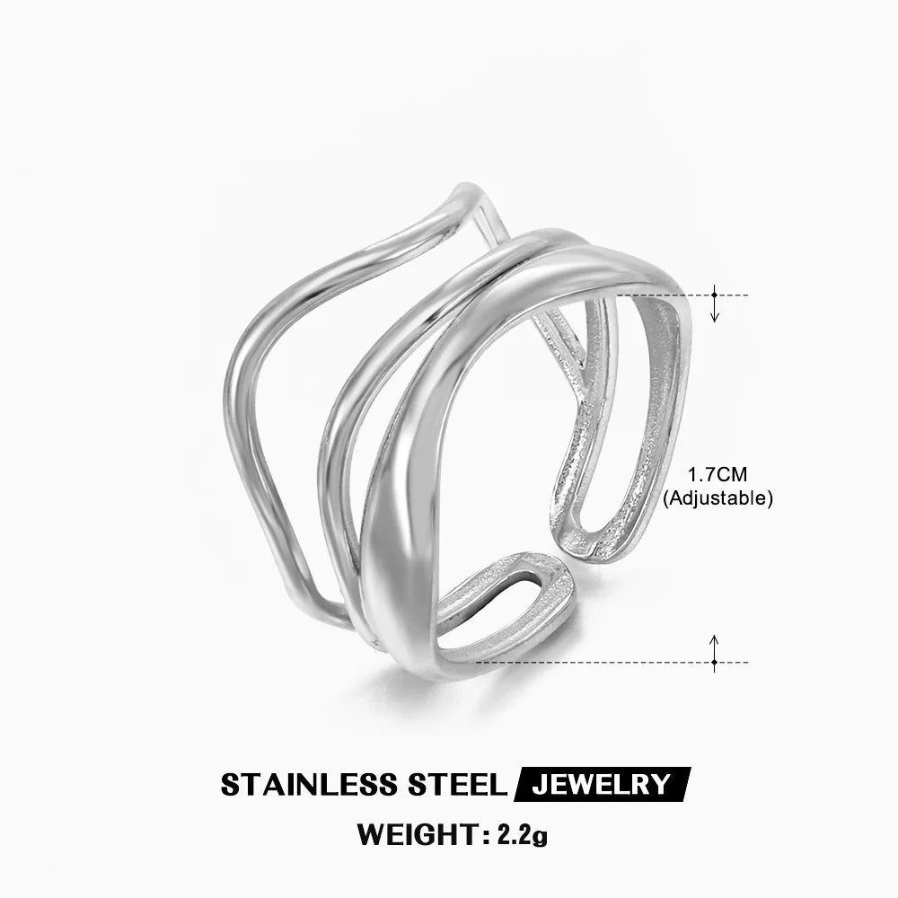 Anillo de acero inoxidable con forma de corazón para mujer, de color dorado, de metal, hueco, resistente al agua, ideal como regalo de novia