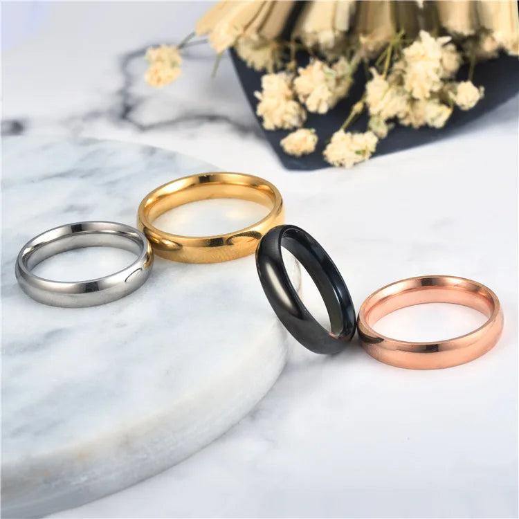 Anillo de titanio simple de 6 mm para mujeres y hombres, anillo de boda de acero inoxidable pulido, joyería para dedos, regalo para prevenir alergias.