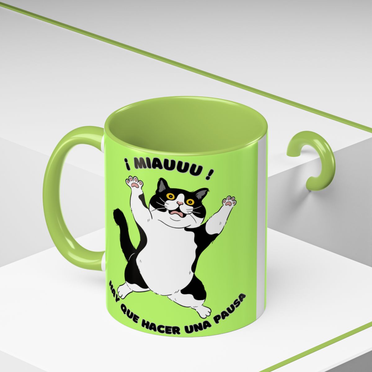 Taza Cafe Decorada Gato 330cl.