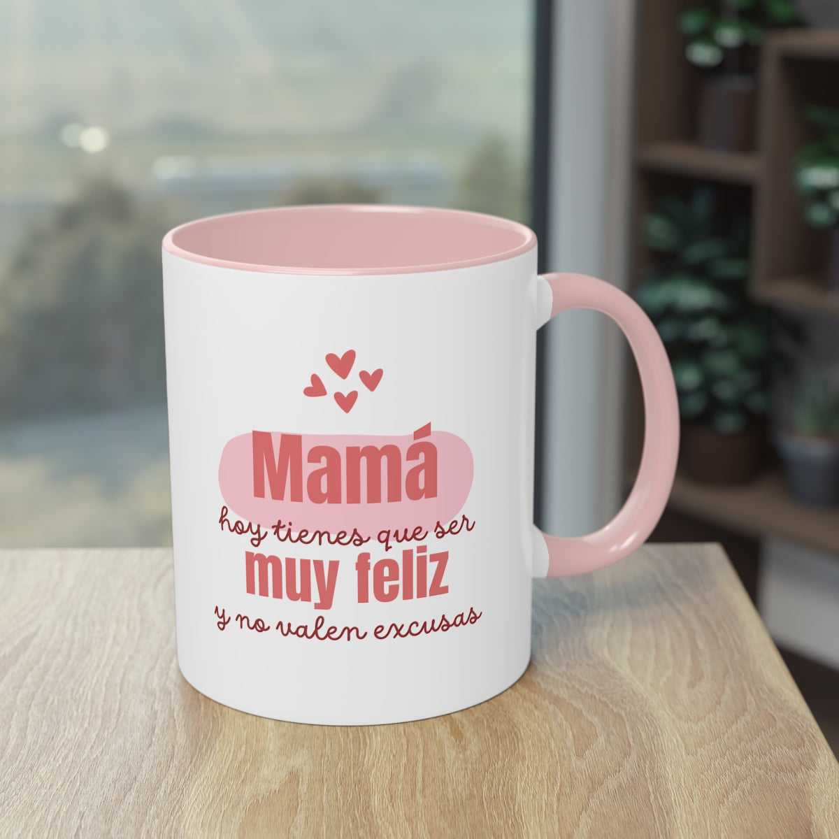 Taza de cafe bicolor 11oz, ideal para regalar el dia de la madre, a la mejor madre del mundo.