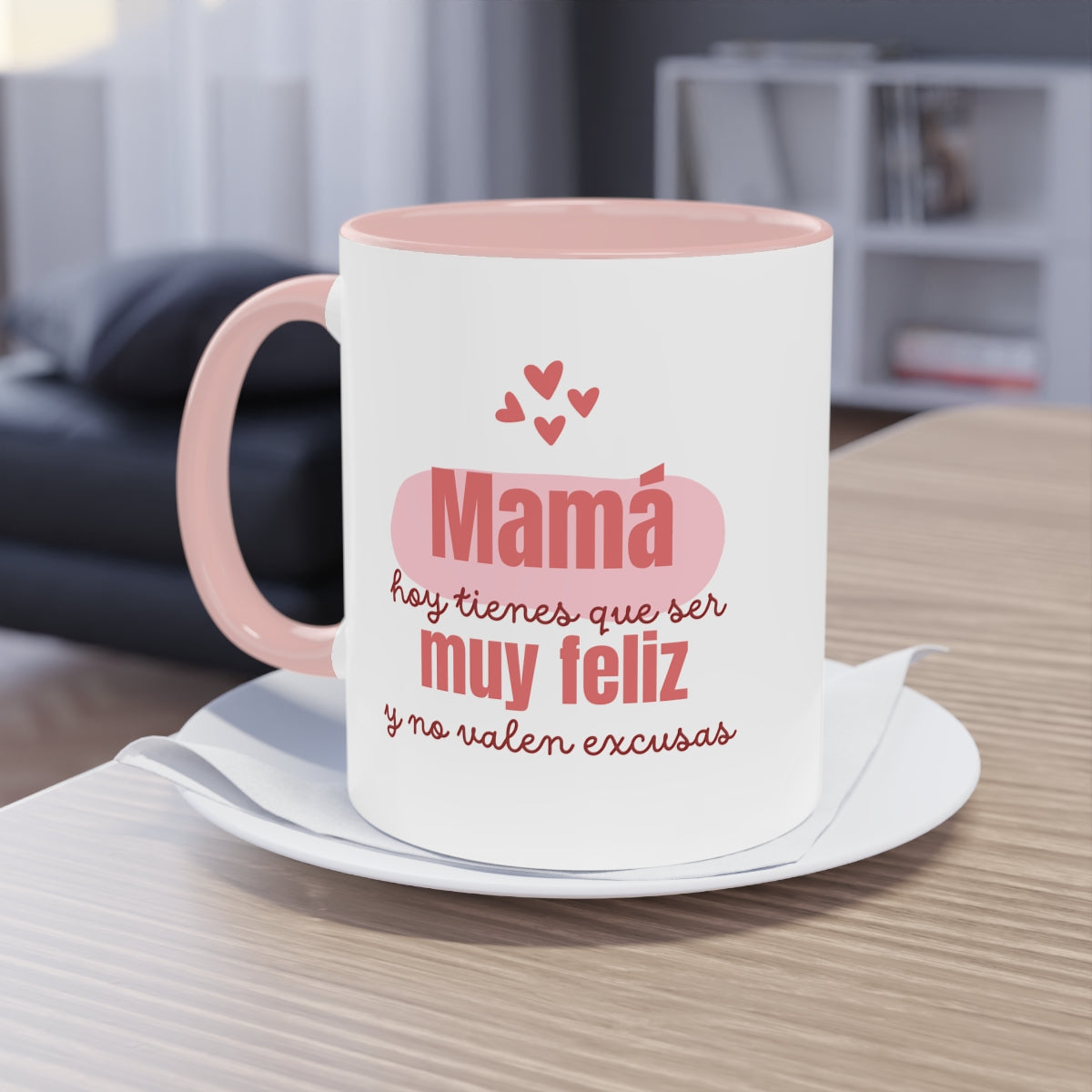 Taza de cafe bicolor 11oz, ideal para regalar el dia de la madre, a la mejor madre del mundo.
