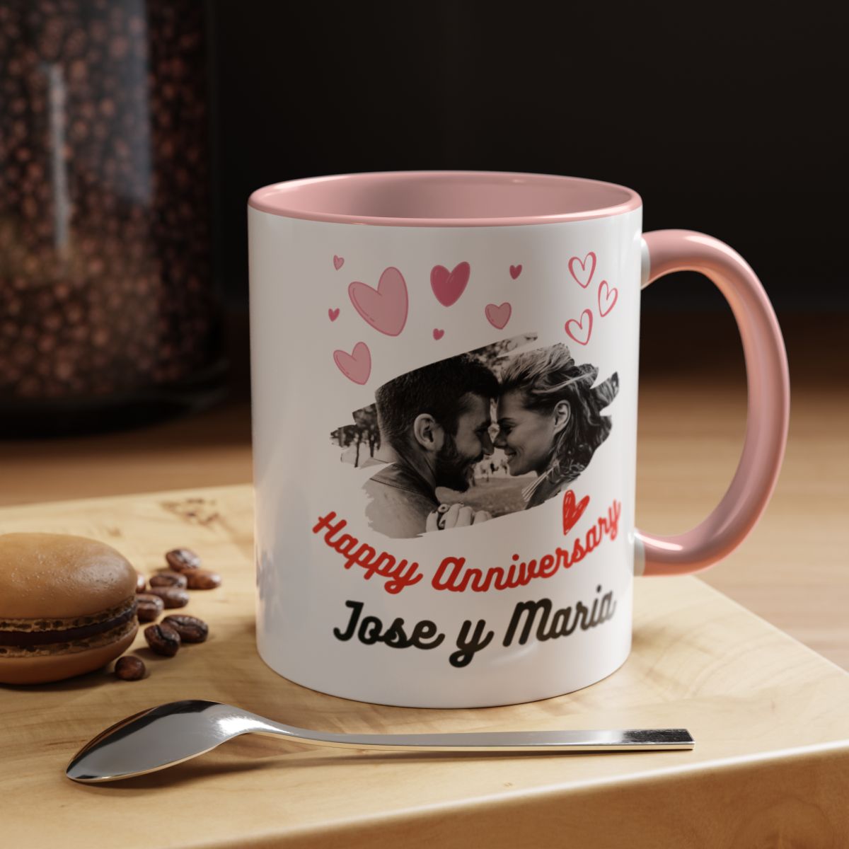 Taza de café personalizada especial aniversario para pareja. Nombres a juego, regalo para parejas, tazas personalizadas para él y para ella.