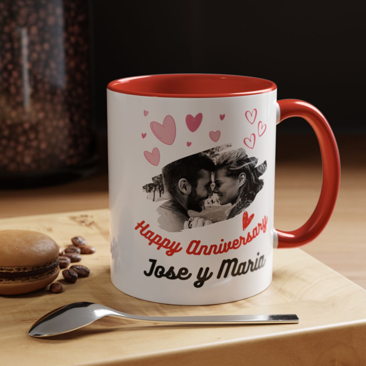 Taza de café personalizada especial aniversario para pareja. Nombres a juego, regalo para parejas, tazas personalizadas para él y para ella.