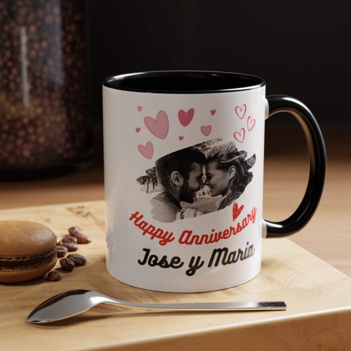 Taza de café personalizada especial aniversario para pareja. Nombres a juego, regalo para parejas, tazas personalizadas para él y para ella.
