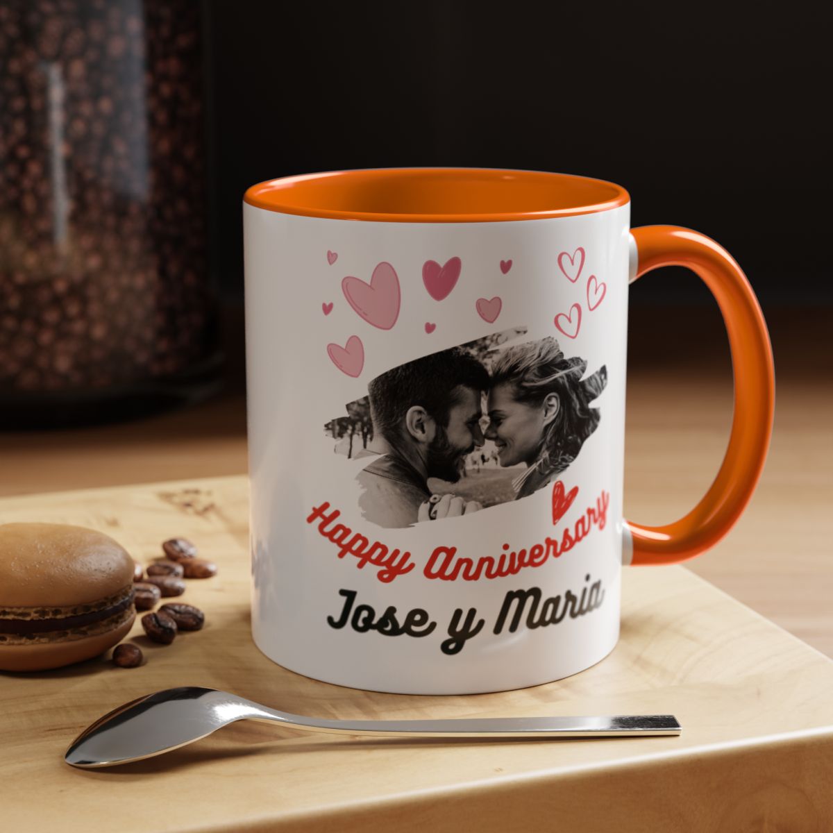 Taza de café personalizada especial aniversario para pareja. Nombres a juego, regalo para parejas, tazas personalizadas para él y para ella.