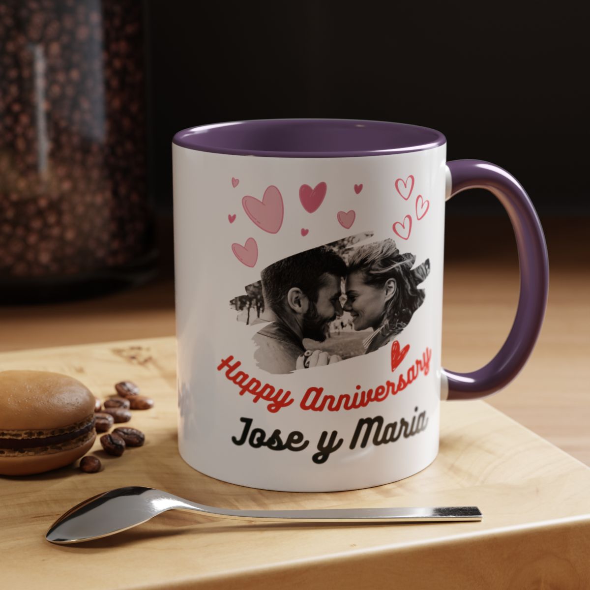 Taza de café personalizada especial aniversario para pareja. Nombres a juego, regalo para parejas, tazas personalizadas para él y para ella.