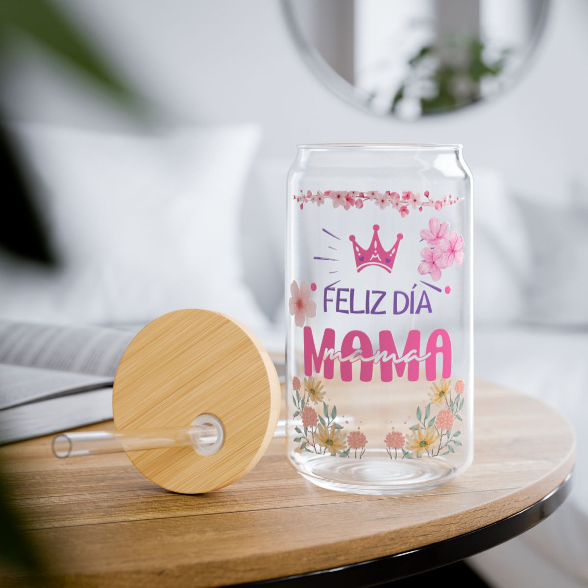 Vaso de cristal con diseño para el Día de la Madre, jarrón de cristal único, ideas de regalo para el Día de la Madre.