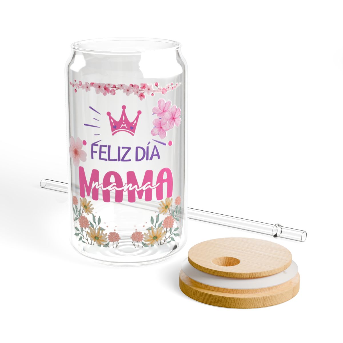 Vaso de cristal con diseño para el Día de la Madre, jarrón de cristal único, ideas de regalo para el Día de la Madre.